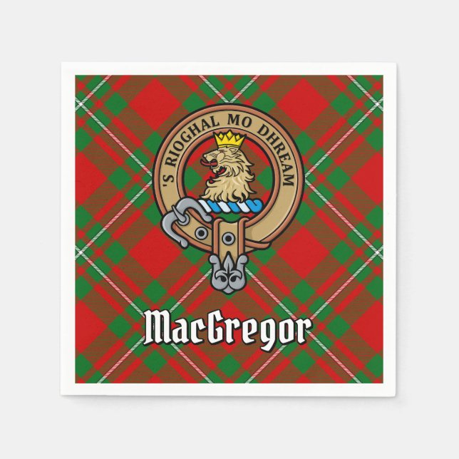Clan Gregor Crest over Tartan Napkins (Front)