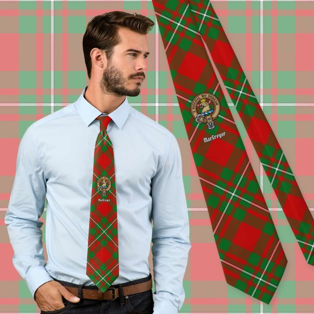 Clan Gregor Crest over Tartan Neck Tie (Creator Uploaded)