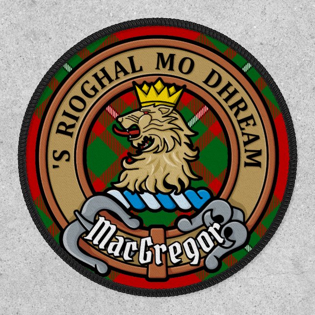 Clan Gregor Crest over Tartan Patch (Front)