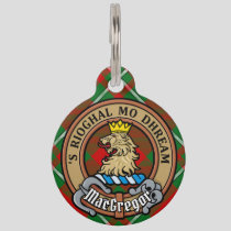 Clan Gregor Crest over Tartan Pet ID Tag