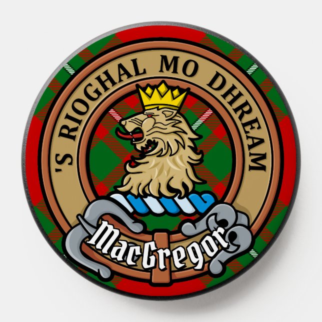 Clan Gregor Crest over Tartan PopSocket (Popsocket)