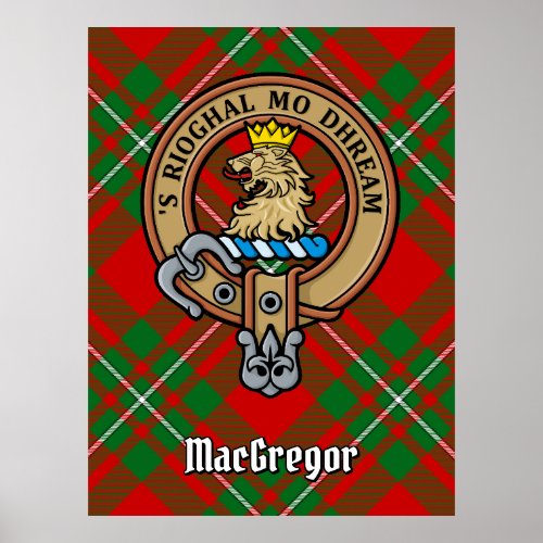Clan Gregor Crest over Tartan Poster