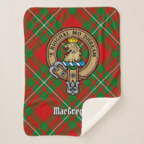 Clan Gregor Crest over Tartan Sherpa Blanket