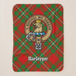 Clan Gregor Crest over Tartan Sherpa Blanket