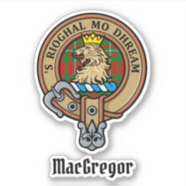 Clan Gregor Crest over Tartan Sticker