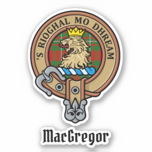 Clan Gregor Crest over Tartan Sticker