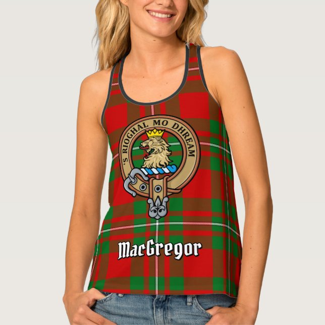 Clan Gregor Crest over Tartan Tank Top (Front)