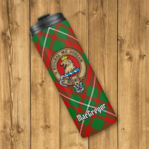 Clan Gregor Crest over Tartan Thermal Tumbler