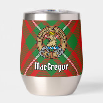 Clan Gregor Crest over Tartan Thermal Wine Tumbler