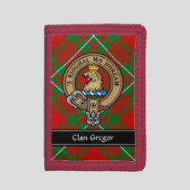 Clan Gregor Crest over Tartan Trifold Wallet