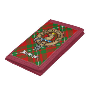 Clan Gregor Crest over Tartan Trifold Wallet