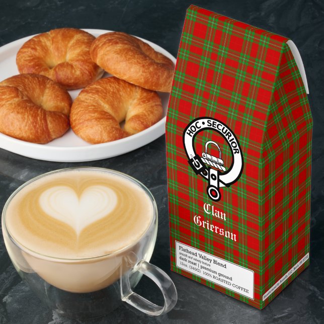Clan Grierson Crest Badge & Tartan Roasted Coffee (Breakfast)