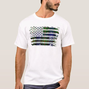 Clan Gunn American Flag Scottish Tartan T-Shirt