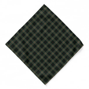 Clan Gunn Black and Dark Green Tartan Bandana