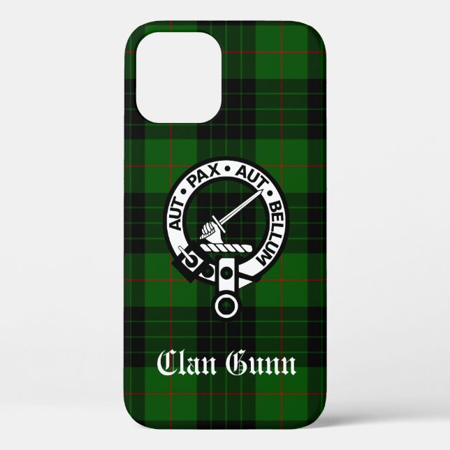 Clan Gunn Crest Badge and Tartan Case-Mate iPhone Case (Back)