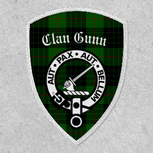 Clan Gunn Crest Badge and Tartan Iron On Patch