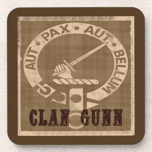 Clan Gunn Crest Badge _ Sepia Coaster