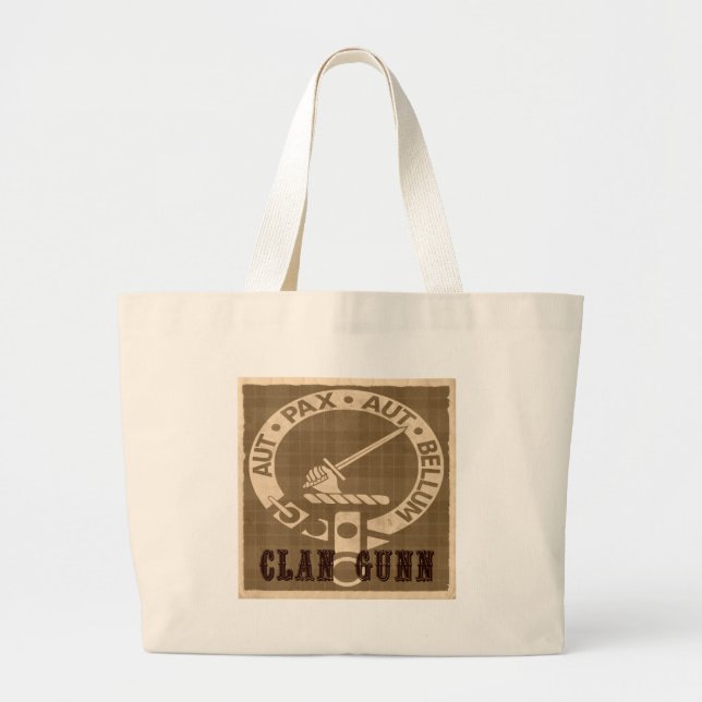 Clan Gunn Crest Badge - Sepia Large Tote Bag (Front)