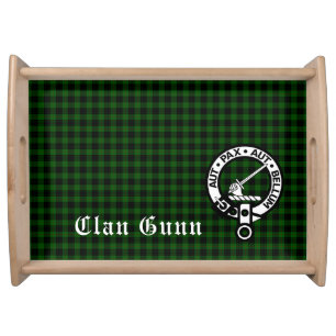 Clan Gunn Crest Badge & Tartan Serving tray