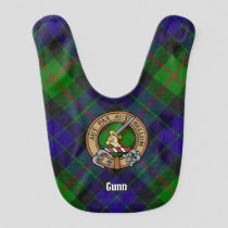 Clan Gunn Crest over Tartan Baby Bib