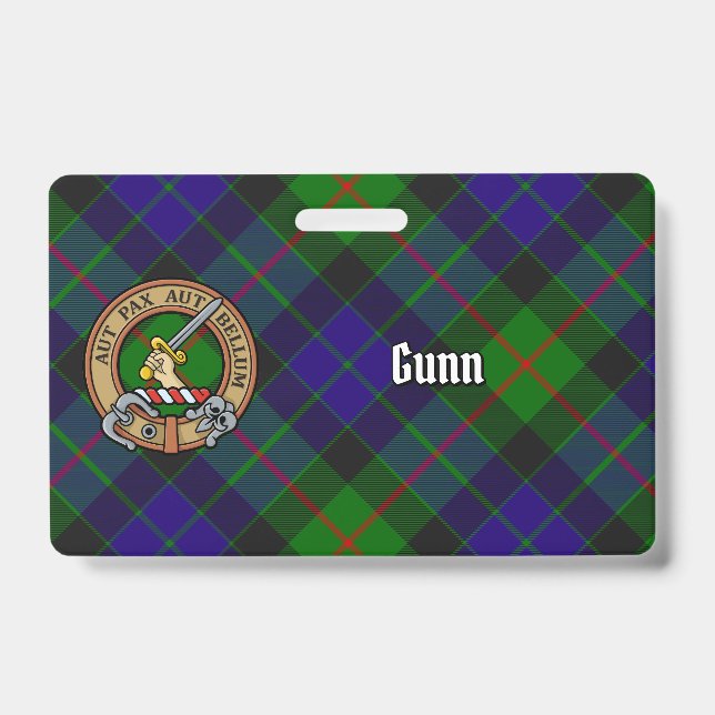 Clan Gunn Crest over Tartan Badge (Front)