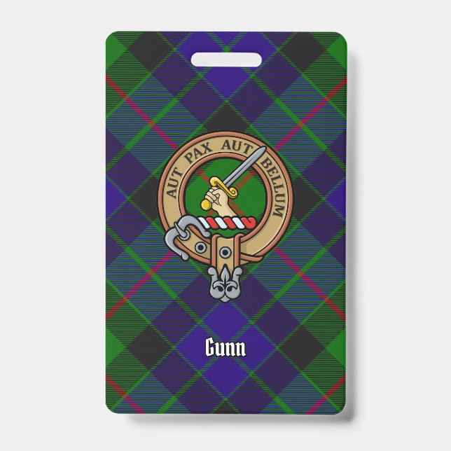 Clan Gunn Crest over Tartan Badge (Front)
