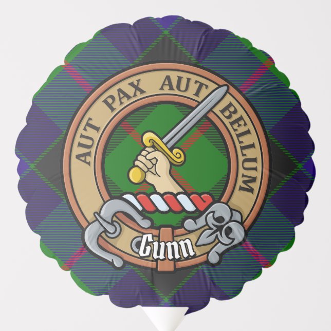 Clan Gunn Crest over Tartan Balloon (Front)