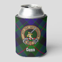 Clan Gunn Crest over Tartan Can Cooler