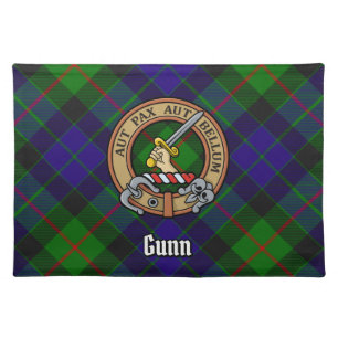 Clan Gunn Crest over Tartan Cloth Placemat
