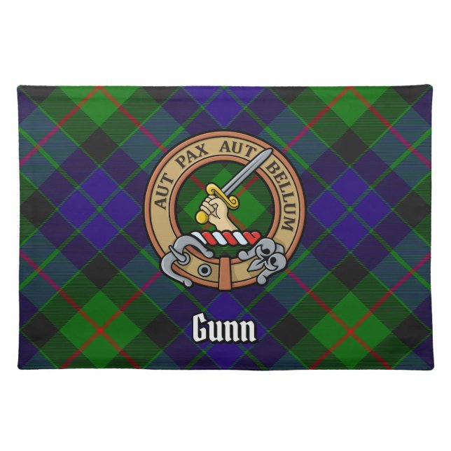 Clan Gunn Crest over Tartan Cloth Placemat (Front)