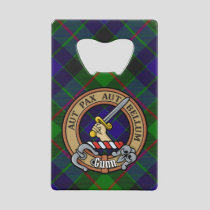 Clan Gunn Crest over Tartan Credit Card Bottle Opener