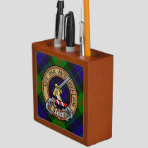 Clan Gunn Crest over Tartan Desk Organizer