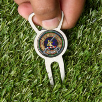 Clan Gunn Crest over Tartan Divot Tool