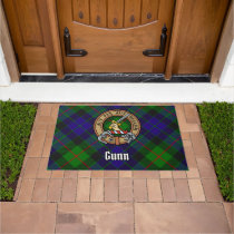 Clan Gunn Crest over Tartan Doormat