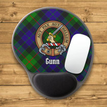 Clan Gunn Crest over Tartan Gel Mouse Pad