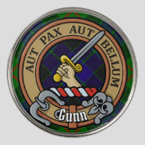 Clan Gunn Crest over Tartan Golf Ball Marker