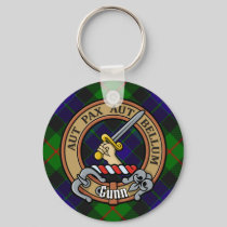 Clan Gunn Crest over Tartan Keychain