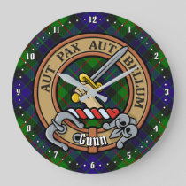 Clan Gunn Crest over Tartan Large Clock