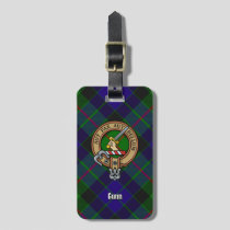 Clan Gunn Crest over Tartan Luggage Tag