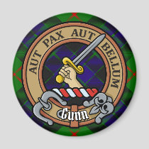 Clan Gunn Crest over Tartan Magnet