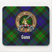 Clan Gunn Crest over Tartan Mouse Pad