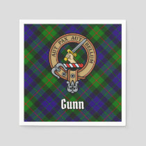 Clan Gunn Crest over Tartan Napkins
