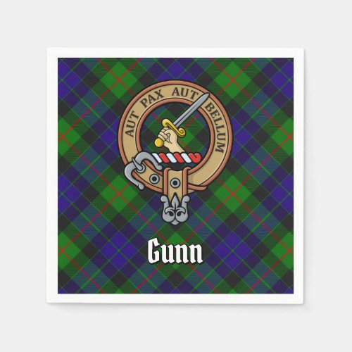 Clan Gunn Crest over Tartan Napkins