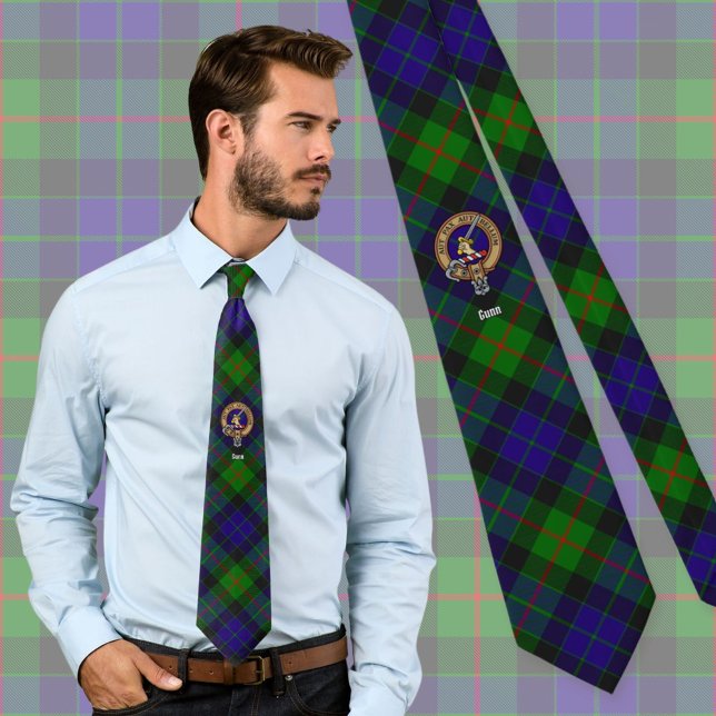 Clan Gunn Crest over Tartan Neck Tie (Creator Uploaded)