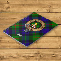 Clan Gunn Crest over Tartan Notebook