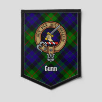 Clan Gunn Crest over Tartan Pennant