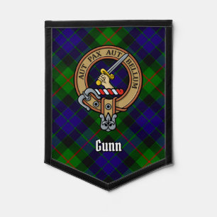 Clan Gunn Crest over Tartan Pennant