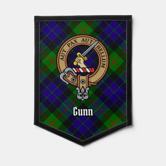 Clan Gunn Crest over Tartan Pennant (Front)
