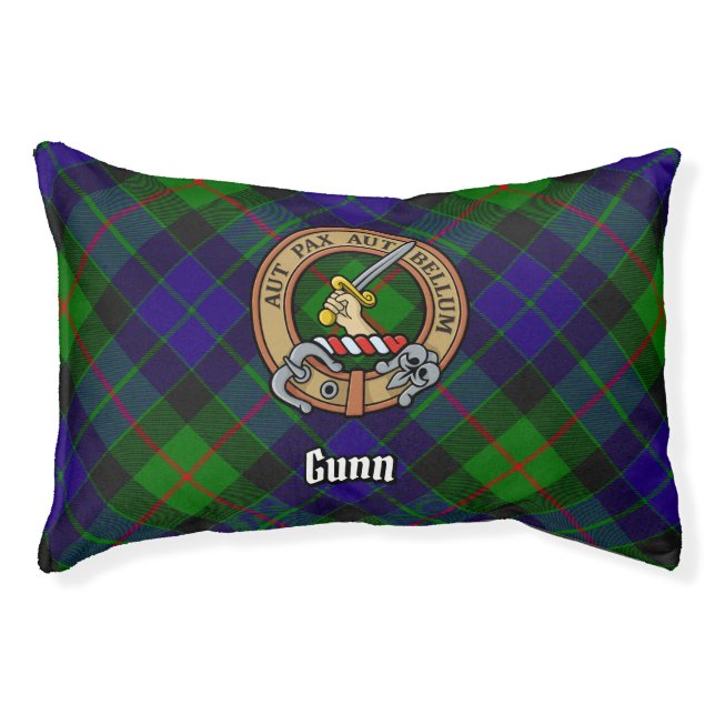 Clan Gunn Crest over Tartan Pet Bed (Front)