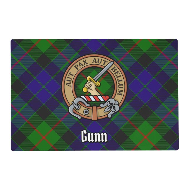 Clan Gunn Crest over Tartan Placemat (Front)